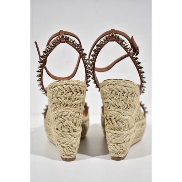 Christian Louboutin Mafaldina Zeppa 120 Brown Platform Wedge Sandal Heel Pump 37 - Picture 11 of 12